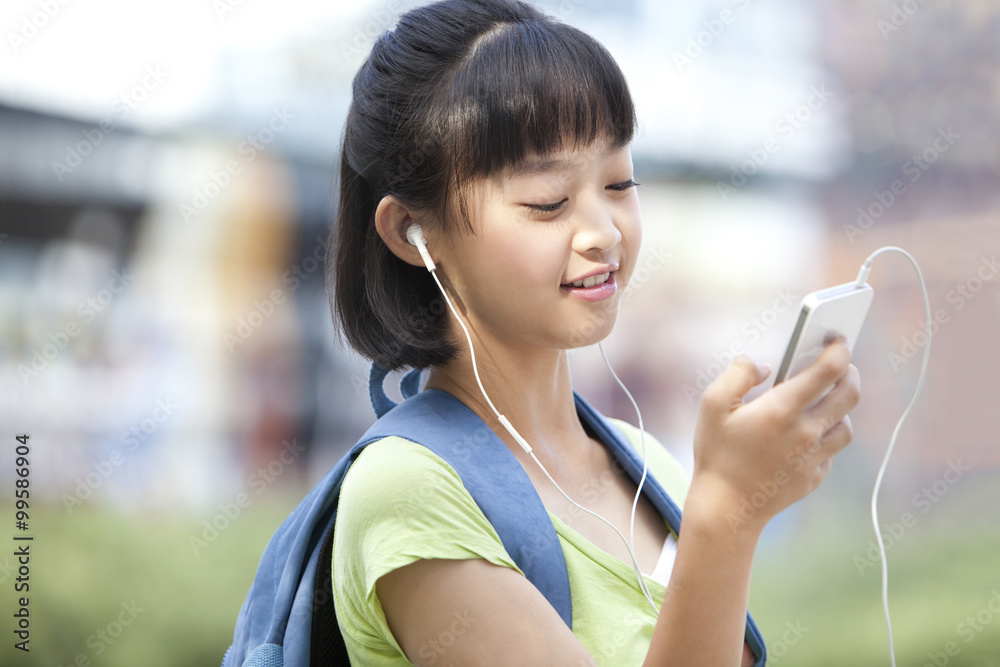 Schoolgirl and smart phone