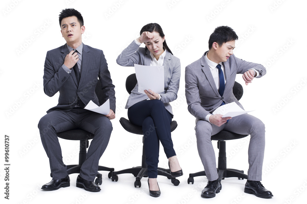 Anxious candidates waiting for interview