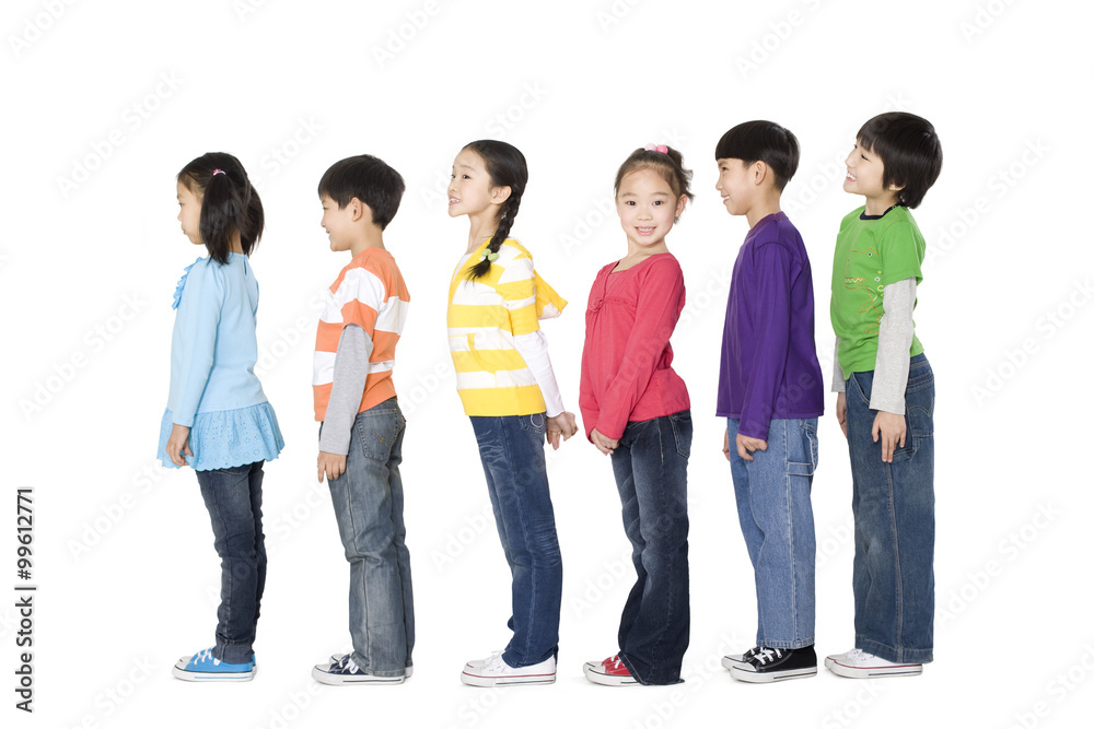 A group of children standing in a row