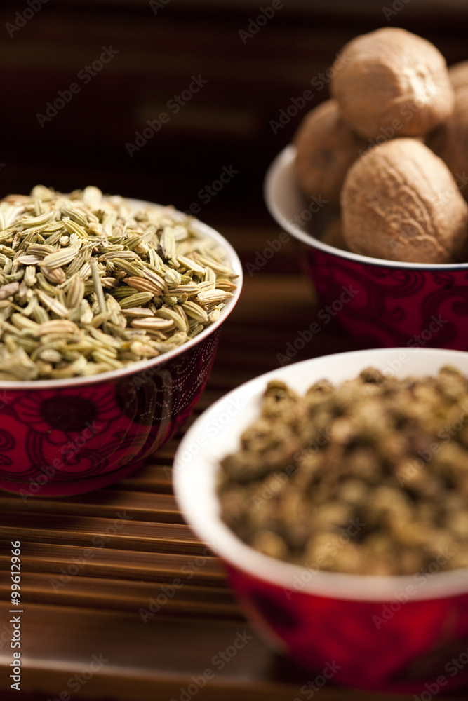 Close-up of different spices