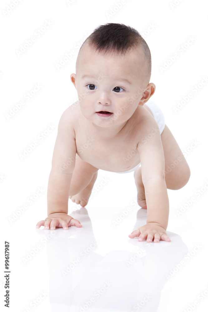 Cute baby boy crawling