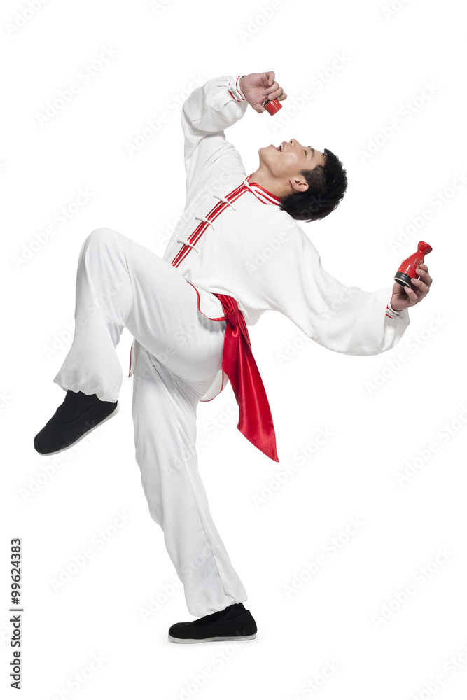 Man Drinking in Traditional Chinese Clothing