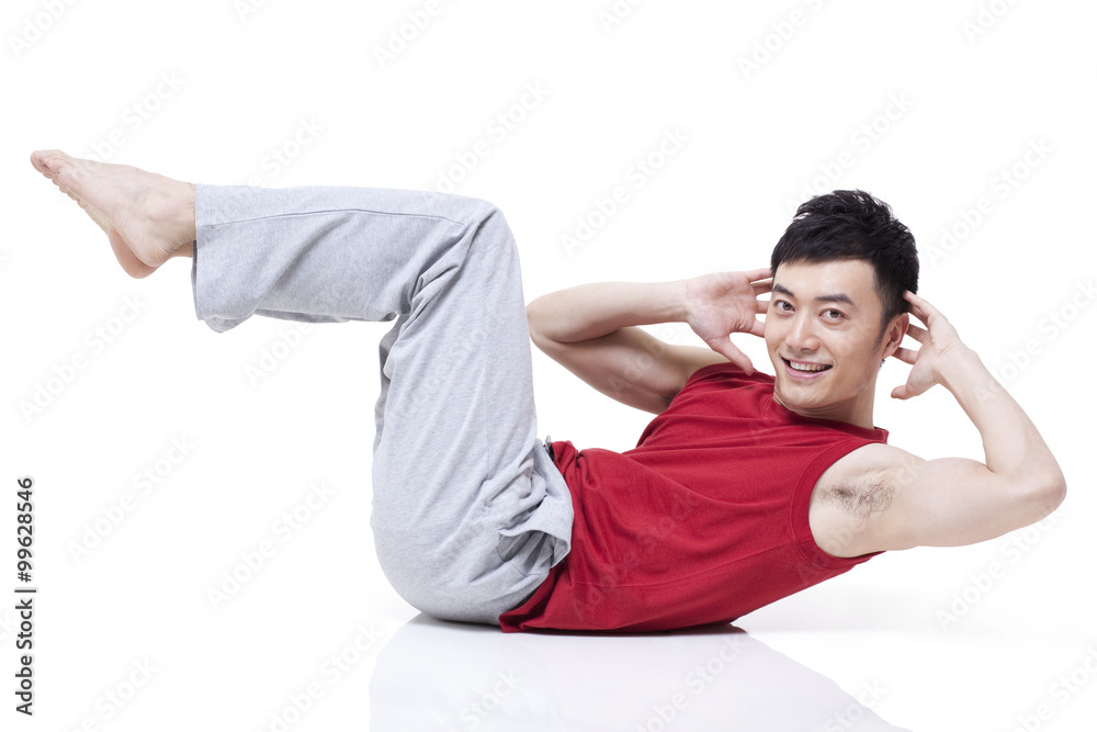 Young man doing yoga