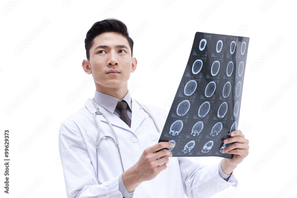 Young doctor with X ray image