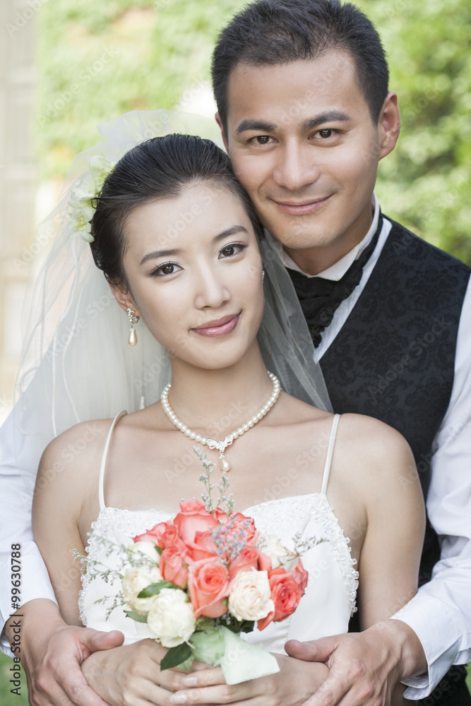 A bridge and groom on their wedding day