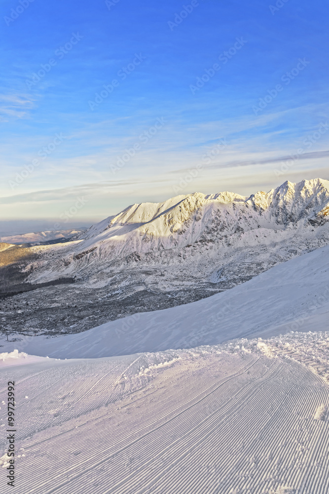 Sunny weather on the Kasprowy Wierch in Zakopane in Tatra Mounts