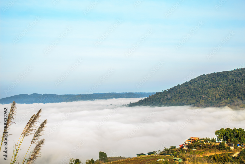 Morning fog on mountians at Khaokho,Phetchabun province,Thailand