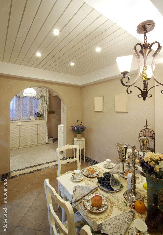 Pastoral style dining room interiors