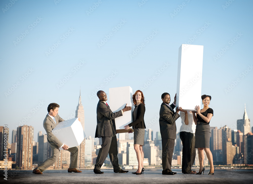 Carrying Business Colleagues Success Teamwork Concept