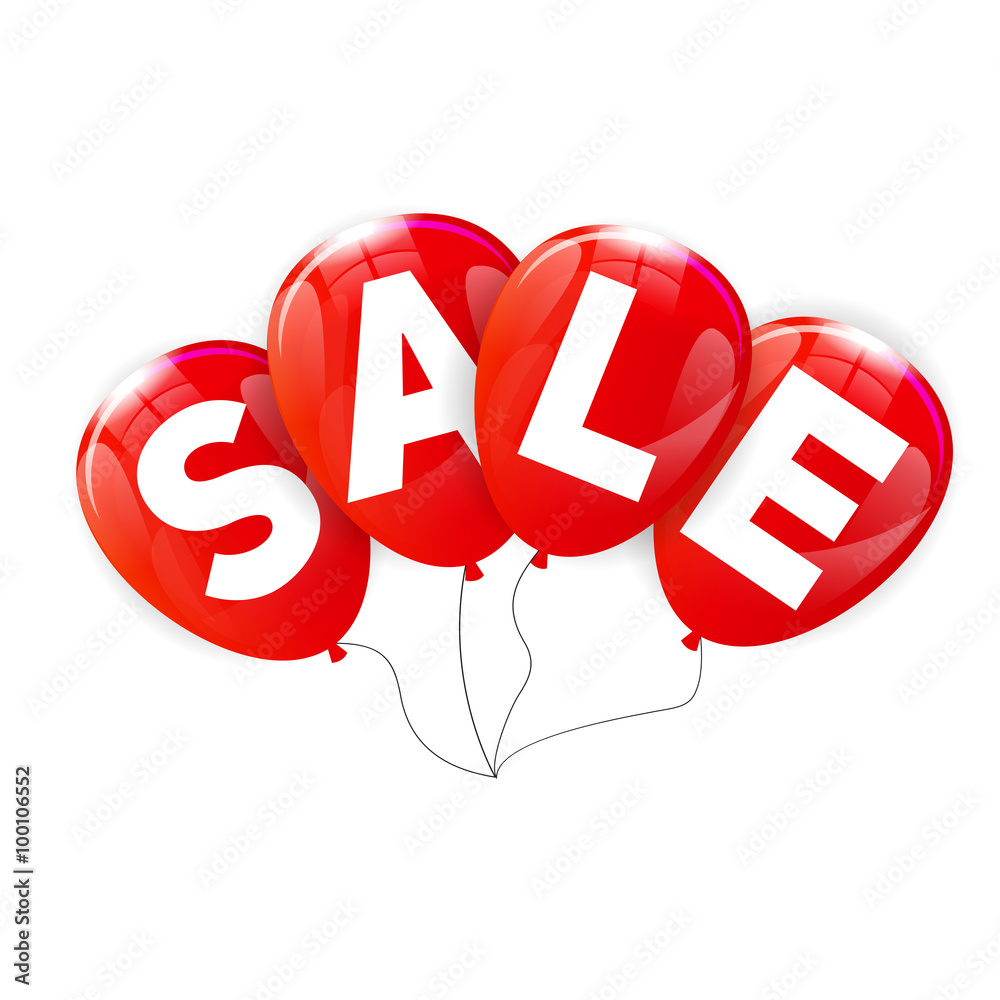 Glossy Balloons Sale Concept of Discount. Vector Illustration.