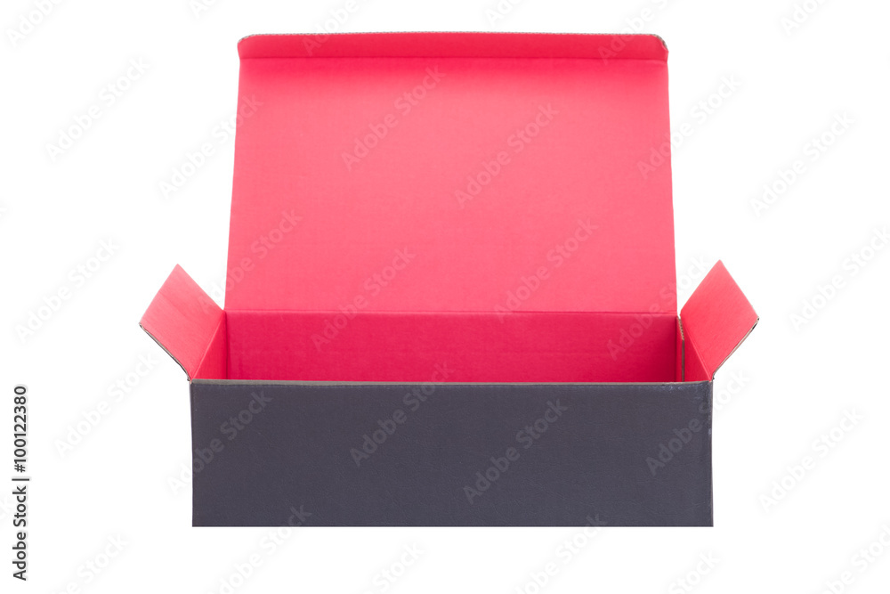 Black paper box opened isolated on white background