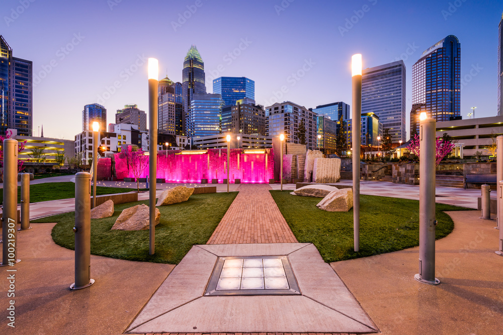 Charlotte, North Carolina, USA downtown Park