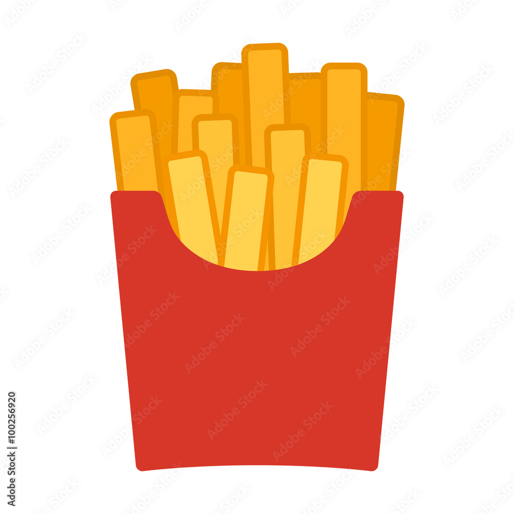 French potato fries flat color icon for food apps and websites