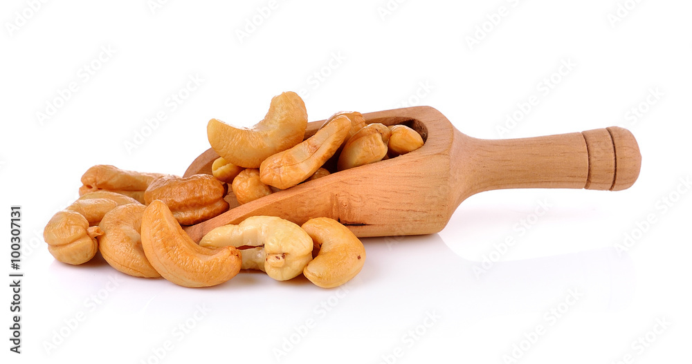 Cashews on white background