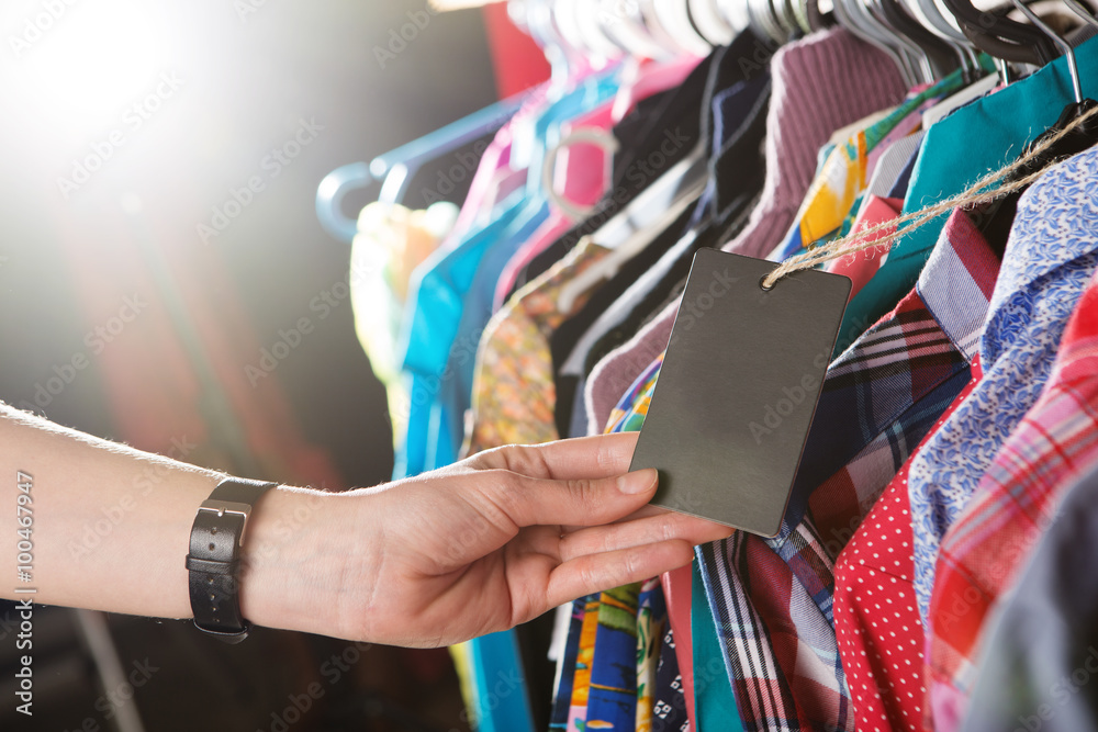 Clothes hanging on the rack in the store