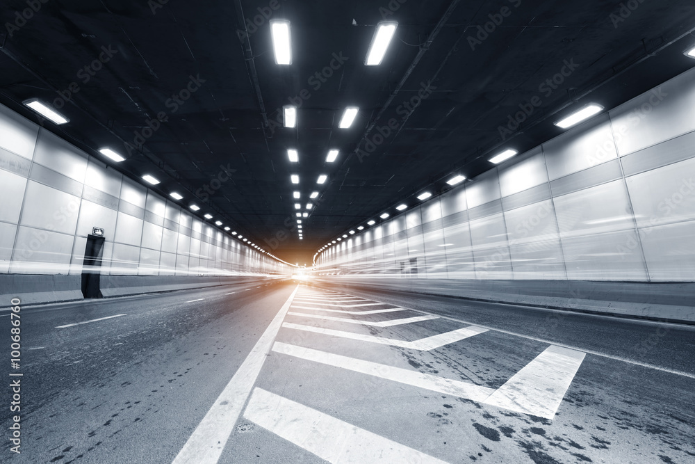 Abstract car in the tunnel trajectory