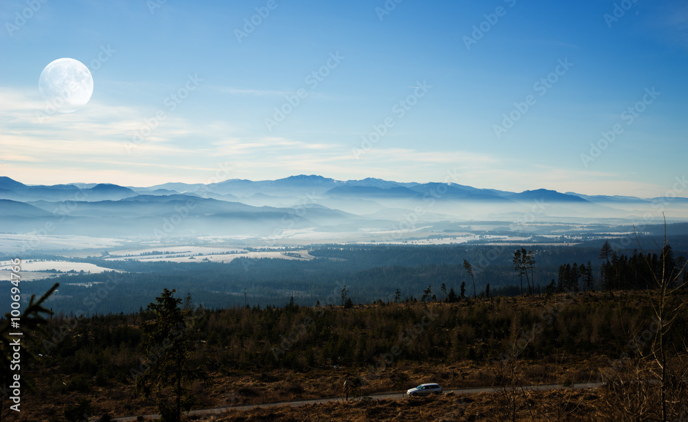 冬晚山景