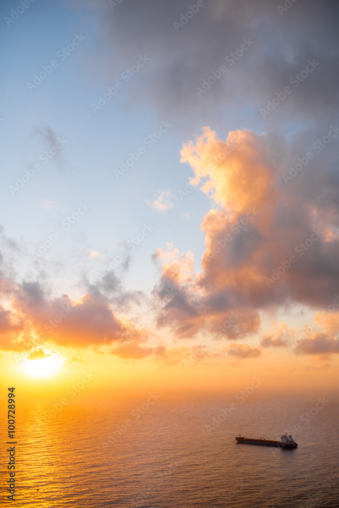 Cargo ship in the ocean