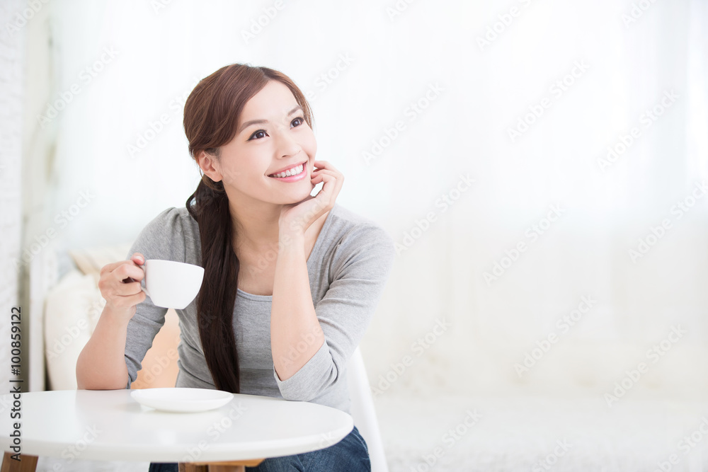 woman drink coffee or tea