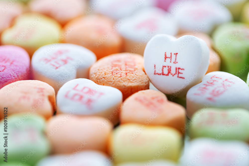 Heart shaped candies for Valentines Day