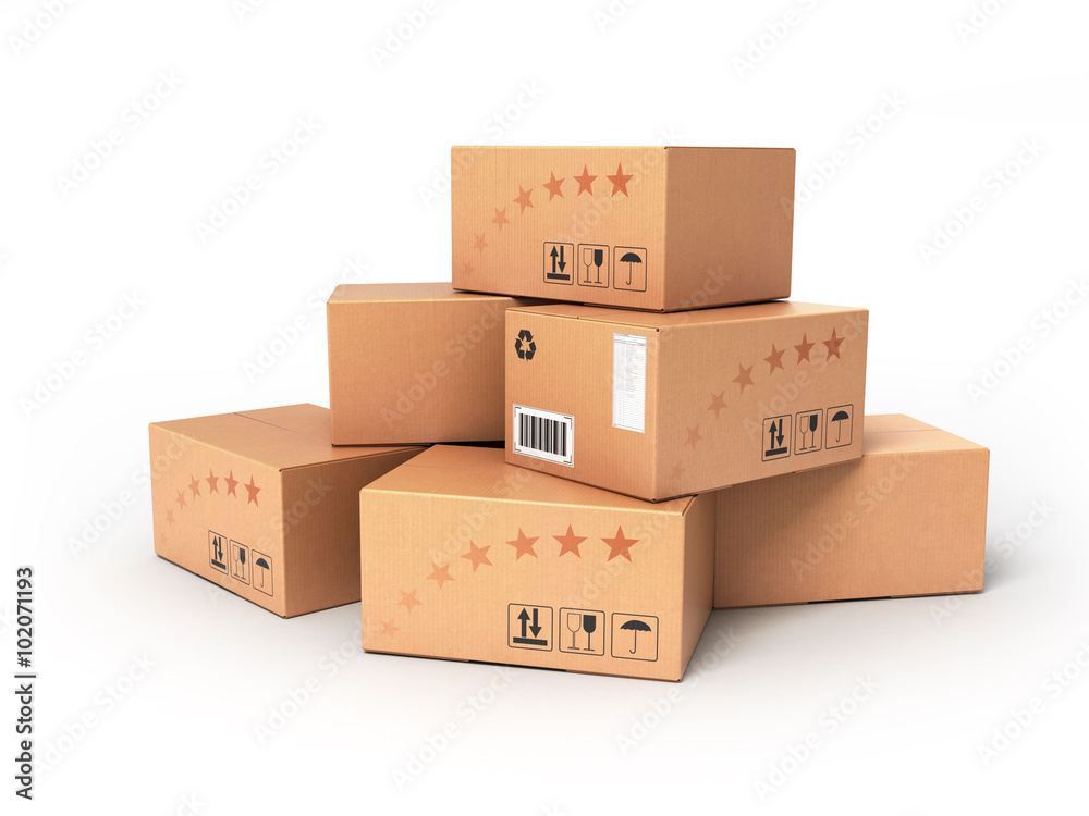 Cardboard boxes isolated over white background