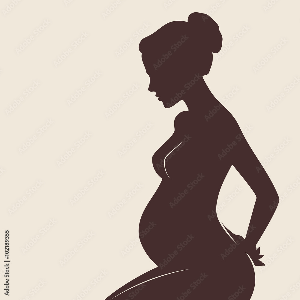 Silhouette of beautiful pregnant woman Vector illustration