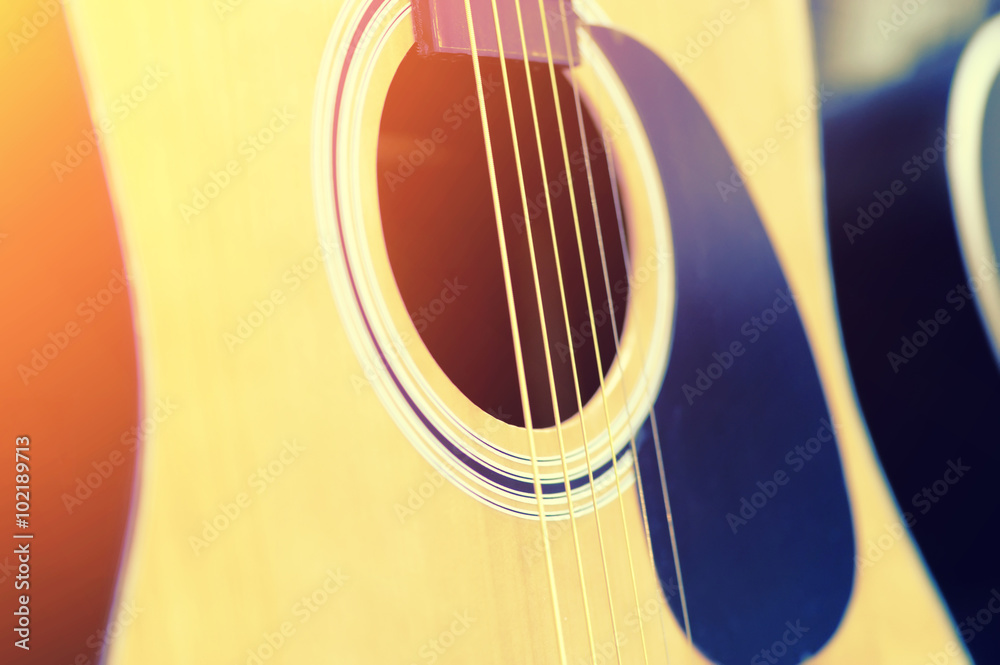 Close-up acoustic guitar