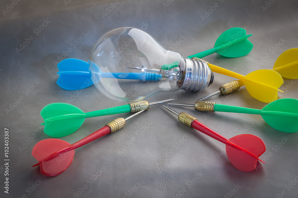 colorful darts with bulb