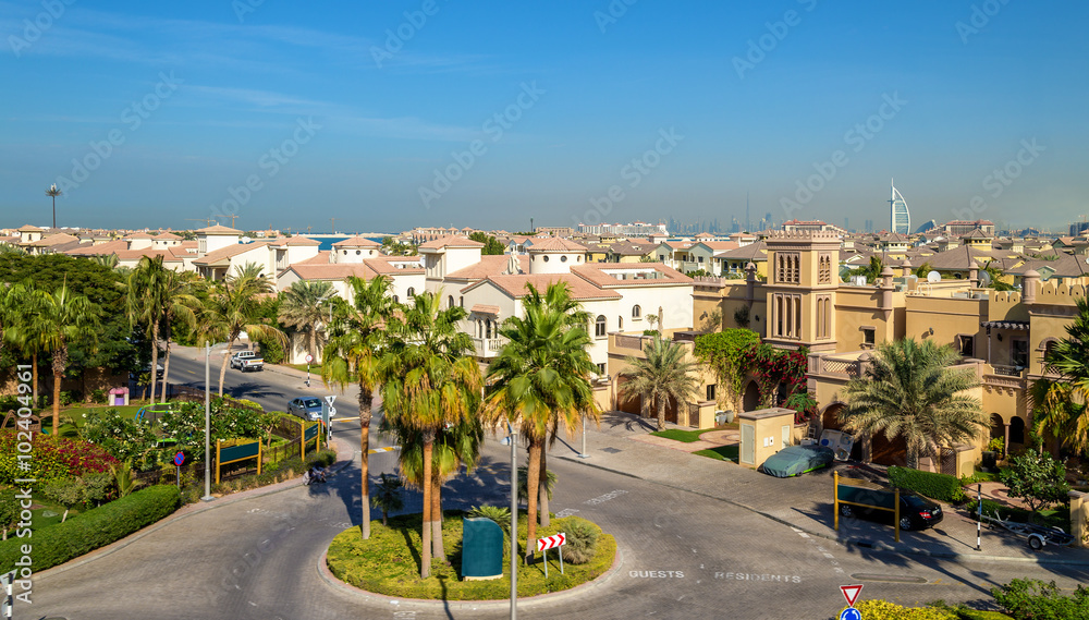 Houses on Jumeirah Palm island in Dubai, UAE