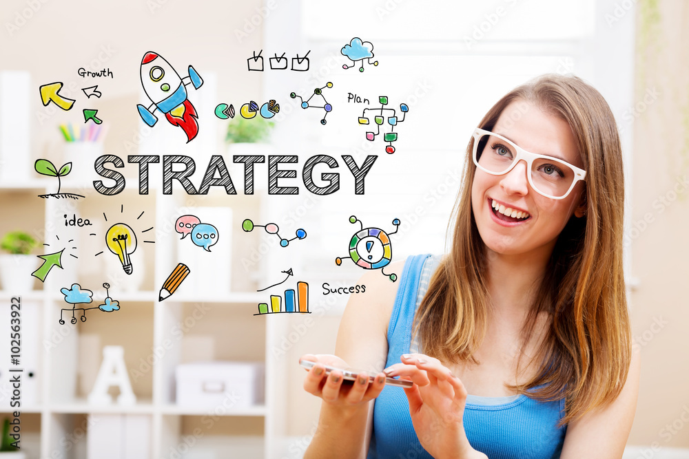 Strategy concept with young woman