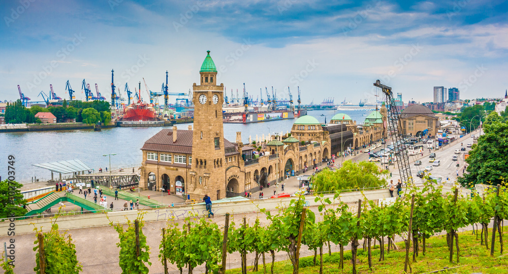 Hamburg Landungsbrücken panorama, Germany