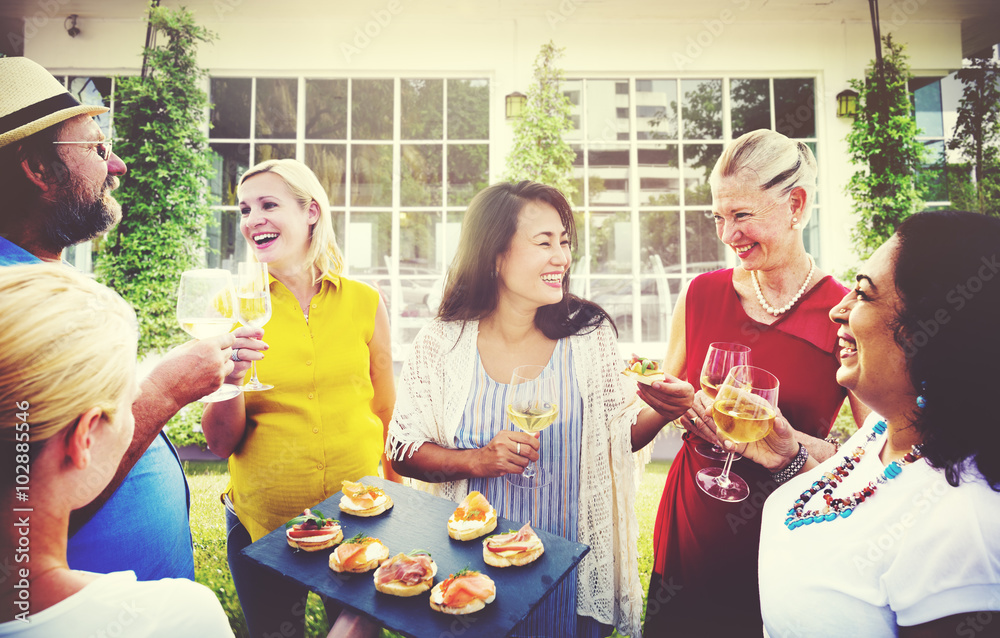 Diverse People Luncheon Outdoors Hanging out Concept