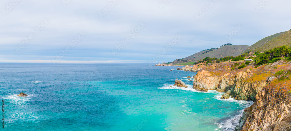 panoramic view of route 1 on the pacific coast California