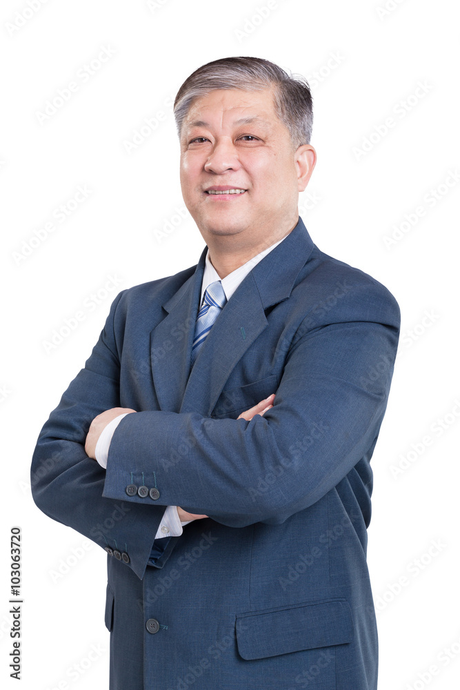 pose and gesture of old Asian businessman