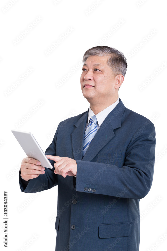 pose and gesture of old Asian businessman