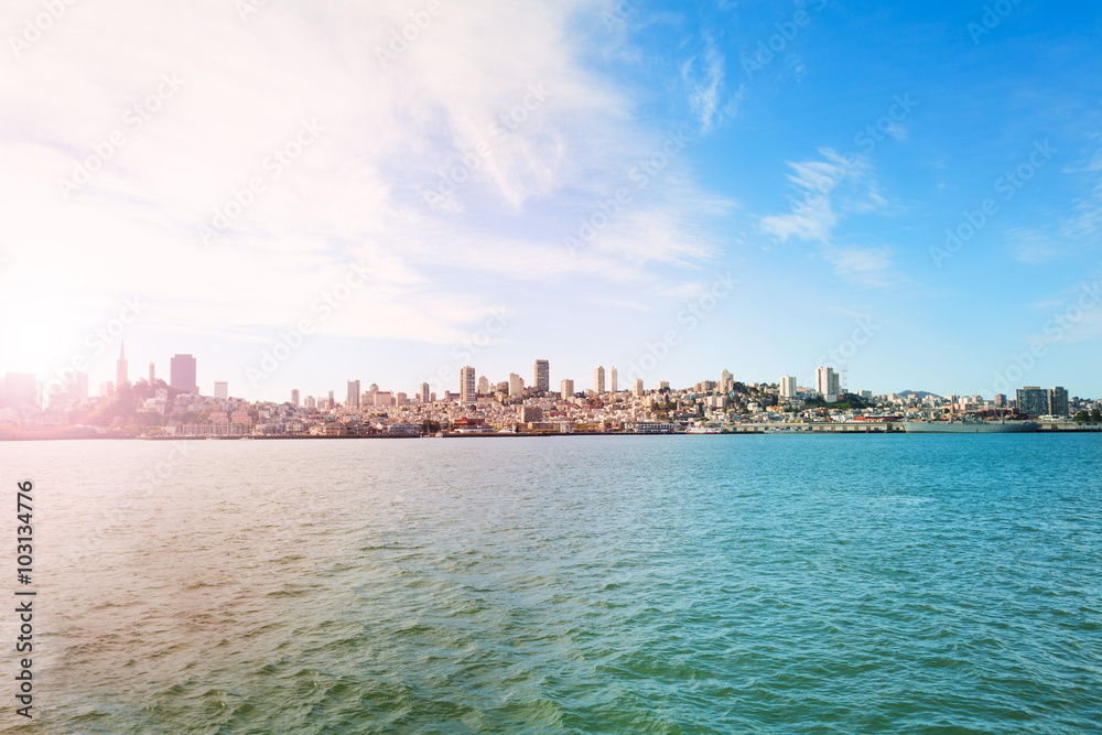 View on San Francisco from the bay waters