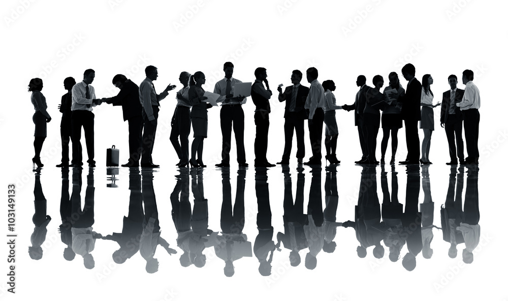 Silhouettes of Business People Working Concept