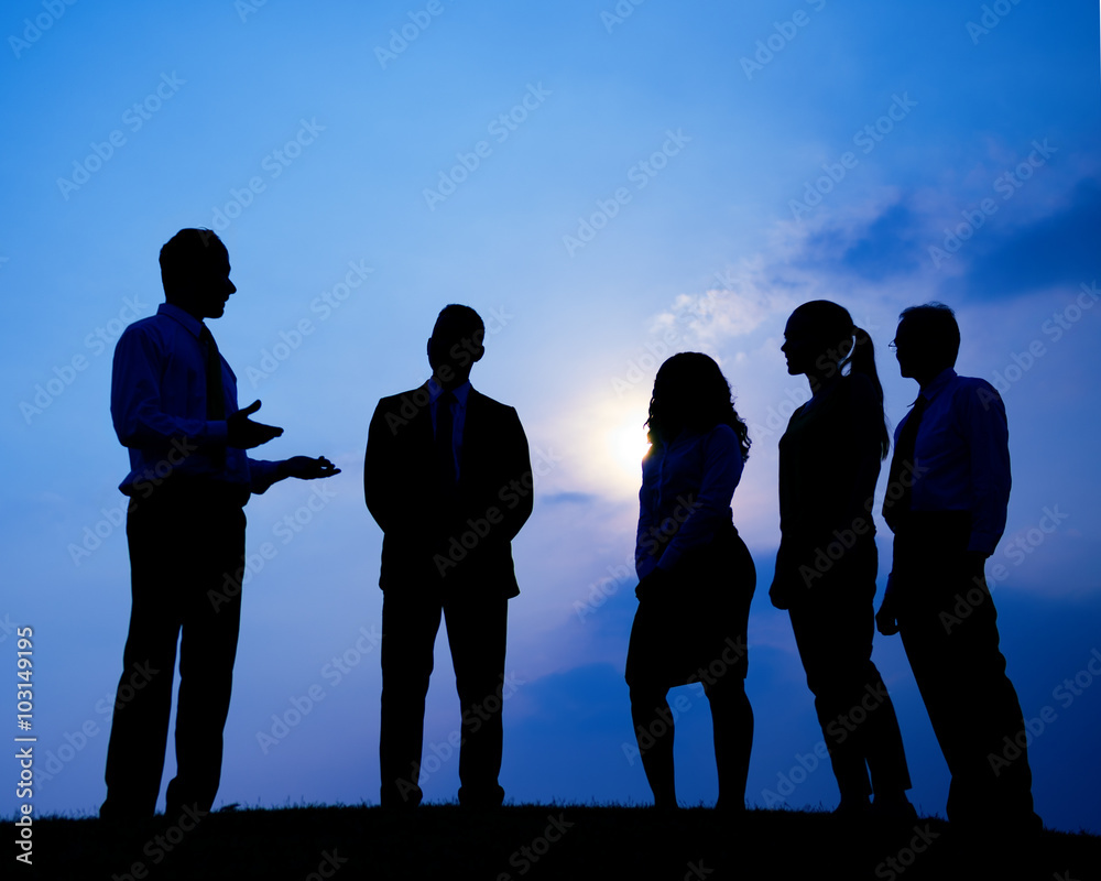 Business People Meeting Outdoors Silhouette Concept