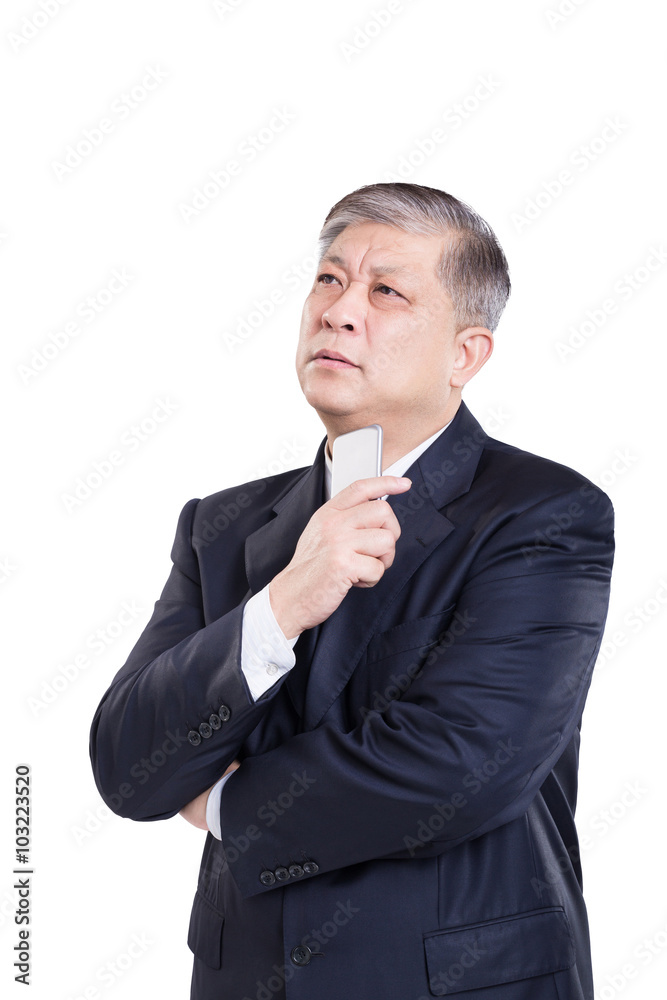 gesture and pose of old Asian businessman