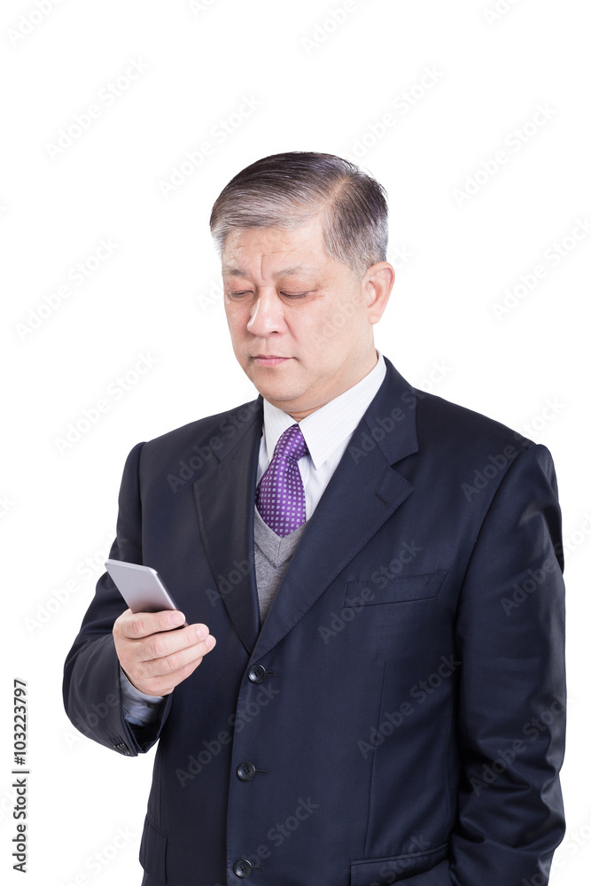 gesture and pose of old Asian businessman