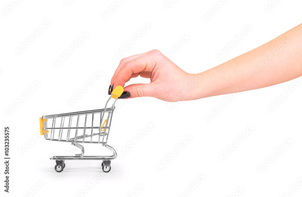 hand pushing a wheelbarrow for products