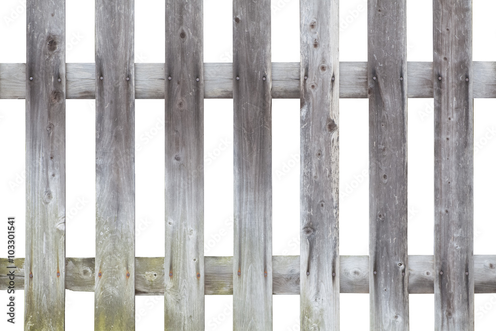 Wood fence pattern isolated on white background