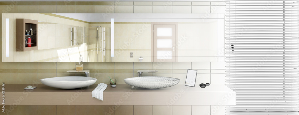 Modern Bath design (3d panoramic)