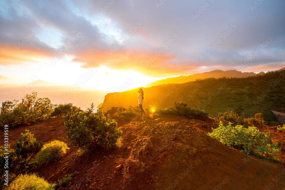 Mountain sunrise view on La Gomera island