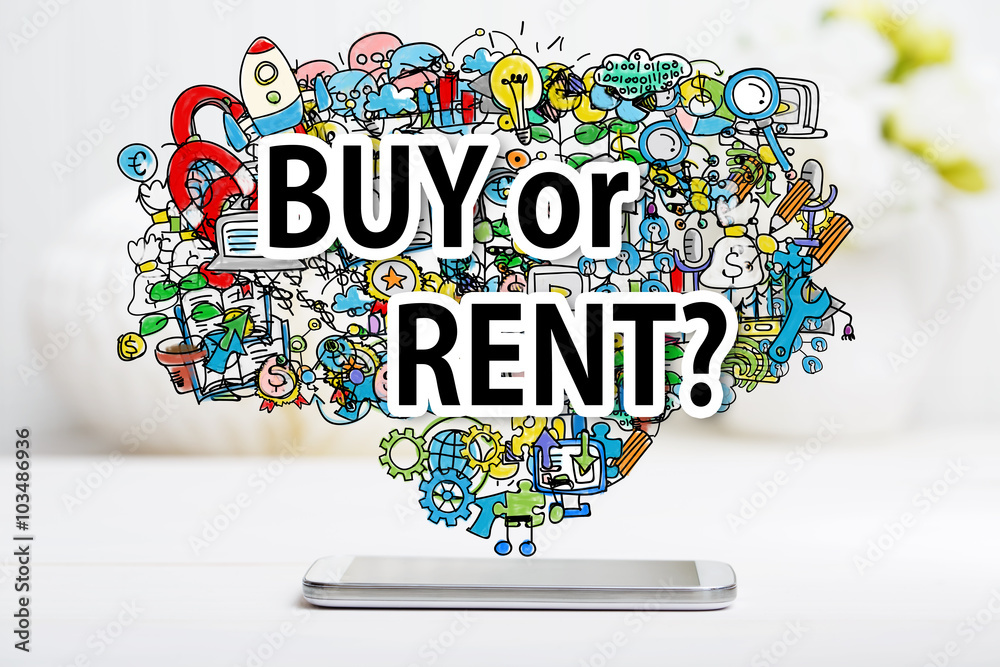 Buy or Rent concept with smartphone