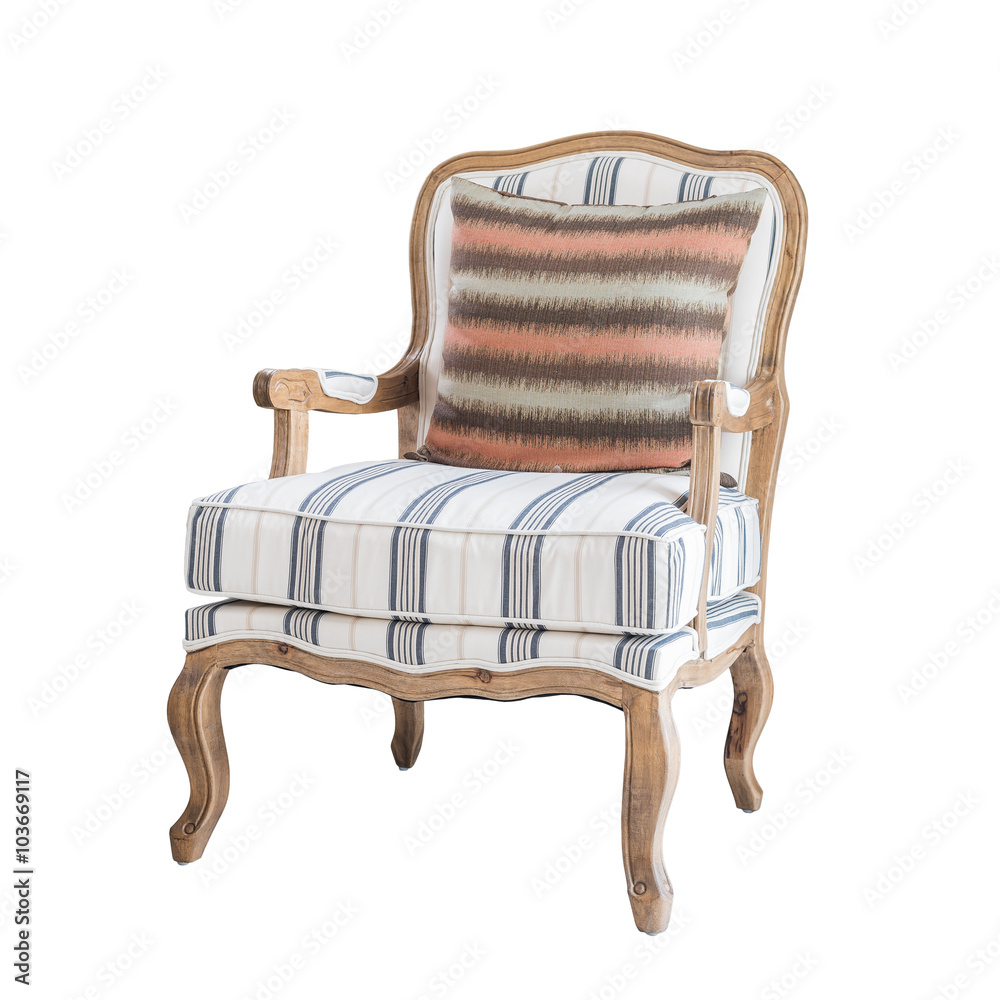 classic chair with pillow  0n white