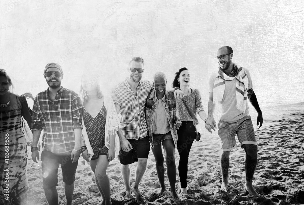 Diverse Beach Summer Friends Fun Bonding Concept