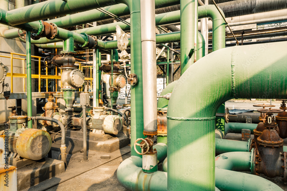 old industrial pipeline equipment in a abandoned steel mills