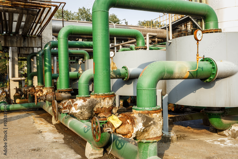 old industrial pipeline equipment in a abandoned steel mills