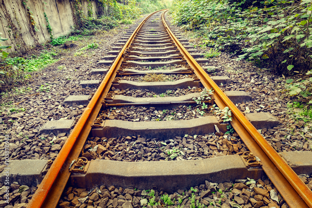 Industrial railway track in the daytime